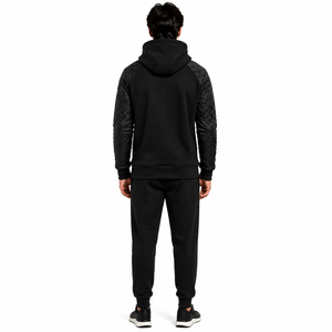 Men's Solid <b>Quilted</b> Panel Pullover <b>Hoodie</b> Heavyweight Cotton Fleece Anti-Wrinkle Streetwear Winter Jacket OEM Custom Breathable - Product Image 2
