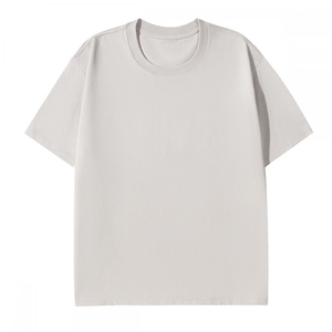 เสื้อยืดคอกลมแขนสั้นทรงโอเวอร์ไซส์สีครีมสำหรับผู้ชาย ผ้าฝ้ายเจอร์ซีย์ถัก 100% สีพื้น สวมใส่สบาย ทรงปกติ - Product Image 4