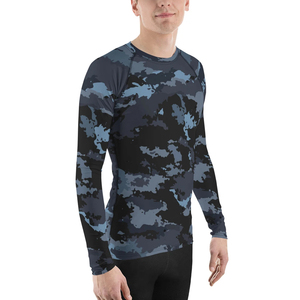 T-shirt de compression à manches longues imprimé camouflage pour homme – Sous-vêtement de sport en Spandex et Polyester pour le yoga et le fitness - Product Image 5