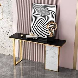 Muebles Hechos a Mano, Mesas de Consola Únicas, Mesa Auxiliar de Consola de Metal Chapado en Oro para Pasillo, Hotel, Oficina, Fabricación en India - Product Image 1