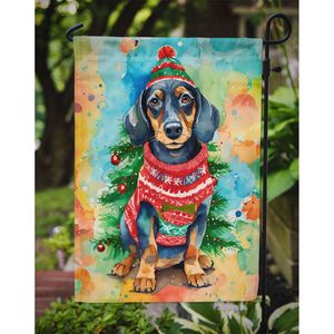 Multicolor Dachshund Christmas Garden Flag Decorative Mailbox & Patio <b>Banner</b> for Yard & Lawn Artwork for Flower Beds - Product Image 3