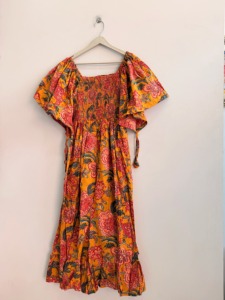 Vestido Midi con Estampado Floral y Hombros Descubiertos, Mangas con Volantes, Estilo Boho Holgado, Vestido Casual de Verano - Product Image 3