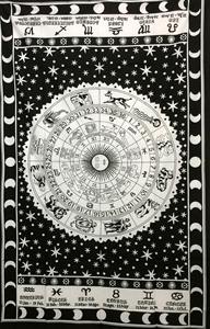 Décoration murale artisanale en coton imprimé floral, taille double, sur le thème des signes du zodiaque, par Indian Consigners - Product Image 6