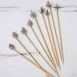Brochetas de conchas marinas naturales, palillos de conchas para cócteles, decoración para bar tiki. - Product Image 4