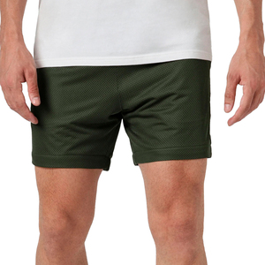 Pantalones Cortos para Hombre, Color Verde Oscuro Sólido, Malla Transpirable, Cintura Elástica, Casuales, Cortos, Tejido de Poliéster, Corte Medio, ODM - Product Image 1