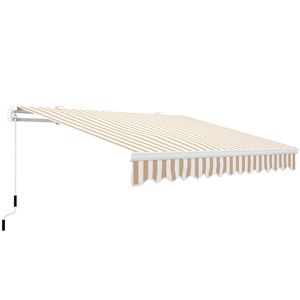 Toldo Retráctil Resistente de 13x8 Pies con Rayas Beige, Cobertura Ajustable para Patio y Brazos Plegables para Toldos de Balcón - Product Image 1