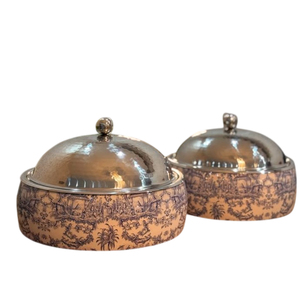 Casserole en bois à motif toile traditionnel, de haute qualité, pour servir les aliments chauds, avec couvercle en acier inoxydable bombé, pour le Koweït (vente en gros) - Product Image 1