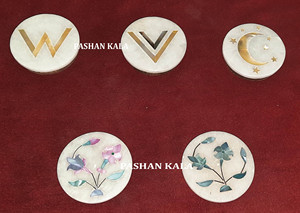 Beautiful Round <b>White</b> Marble Mother of Pearl Inlay <b>Mirrors</b> Handmade Pink And Green Mop Pearl Inlay <b>Mirrors</b> For Eid Festival Gift - Product Image 6