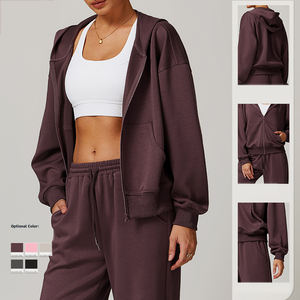 Sweat à capuche zippé oversize élégant et personnalisé pour femme, 100 % coton, écologique, manches longues, fermeture éclair, vente en gros OEM - Product Image 6