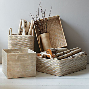 Cesta de mimbre tejida para la colada, cesto de almacenamiento ecológico, artesanías naturales con asas - Product Image 6
