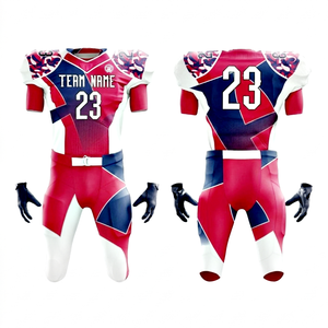 Red Blue Edgy Pattern Design Sublimation Printed 100% Polyester Breathable Anti-Bacterial American Football Uniform Set Custom - Product Image 6