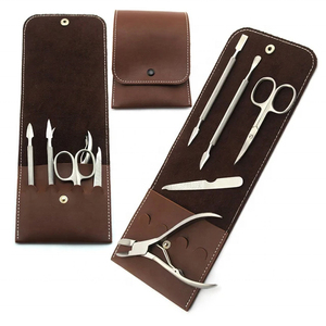 Wholesale 8-Piece German Stainless Steel Manicure Pedicure <b>Kit</b> <b>Nail</b> File Scissor Pusher Beauty Set PU Zipper Case Box Packaging - Product Image 5