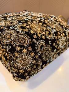 Tissu en gros pour broderie de perles, tissu textile fantaisie, dentelle à sequins, organza pour fabricants de robes de mariée, abayas et caftans, OEM mondial - Product Image 2