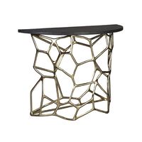 Table console rectangulaire en laiton moderne, design industriel rustique, plateau en marbre, mobilier de bureau à domicile, METAL WAVE, facile à nettoyer