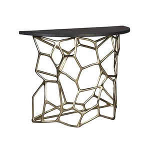 Modern Brass Rectangular Metal <b>Console</b> <b>Table</b> Industrial Rustic Design <b>Marble</b> <b>Top</b> Home Office Furniture METAL WAVE Easy Clean - Product Image 4