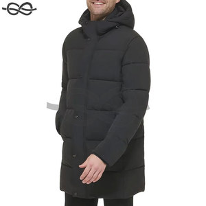 Men's Casual Winter <b>Coat</b> Long Stretch Puffer Jacket Stand Collar Water-Resistant Lightweight Warm Sleek Design Adjustable Hood - Product Image 2