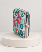 Pochette carrée en tissu de coton brodé floral pour femme, durable et élégante, idéale pour mariage, soirée, avec doublure en satin