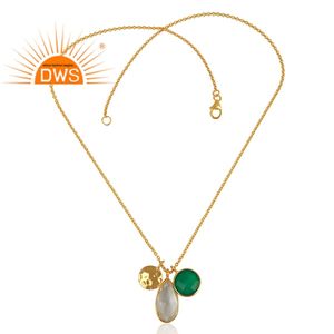 ที่ขายดีที่สุดเงินสเตอร์ลิงคริสตัลธรรมชาติควอตซ์และสีเขียวนิลพลอยจี้สร้อยคอสำหรับผู้หญิงเครื่องประดับผู้ผลิต - Product Image 3