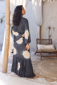 Nouvelle robe longue maxi décontractée pour femmes, vacances d'été 2024, style bohème, à fleurs, col en V, coupe évasée, 100% coton, écologique, respirante - Product Image 2