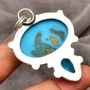 Pendentif artisanal en turquoise et argent sterling, bijou en turquoise naturelle, cadeau pour maman, collier pour femme - Product Image 6