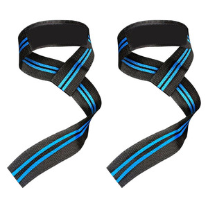 Sangles de soutien du poignet réglables à rayures noires et bleues avec fermeture auto-agrippante pour la musculation et l'entraînement en force, unisexe - Product Image 2