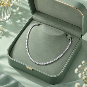 Collier Riviera avec diamant de laboratoire taille coussin style « Old Mine » |   Collier vintage Eternity en or massif 9K 14K 18K, bijoux fins, bijoux de mariée - Product Image 3