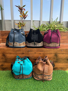 Bolsos de cubo portátiles cruzados de cuero de gamuza para mujer, monederos y bolsos de cuero hechos a mano Vintage de gran capacidad - Product Image 4