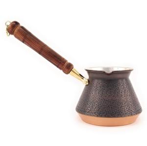 Magnifique cafetière turque, grecque et arabe en cuivre et laiton antique, pour cuisinière, avec poignée en bois (Cezve, Ibrik, Briki) - Product Image 1