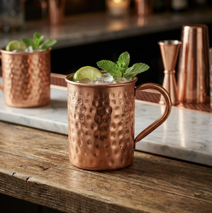Taza Moscow Mule de Cobre Puro FAIZA CRAFT, Diseño Clásico, Ecológica, Hecha a Mano, con Asa para Beber Agua, Beneficios Ayurvédicos para la Salud - Product Image 5