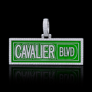 Men's Custom Iced Letter Name Night Glow 925 Silver Enamel Charms Moissanite Diamond Hip Hop Style Bling Necklace <b>Pendant</b> Party - Product Image 6