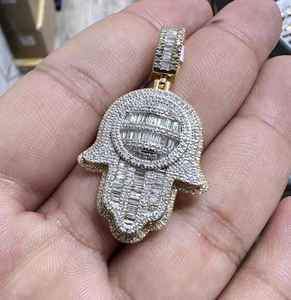 จี้เพชรรูปมือฮัมซา ทรงกลมเจียระไนแบบบริลเลียนท์ มอยส์ซาไนต์ เงินแท้ 925 ของขวัญ เครื่องประดับอัญมณีชั้นดี - Product Image 4