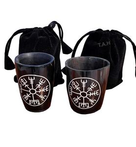 Authentic Medieval 2.5 Inch Short Glass Horn <b>Cup</b> Handcrafted <b>Viking</b> Drinking <b>Cup</b> Animal Nautical Carvings for Christmas Decor - Product Image 3