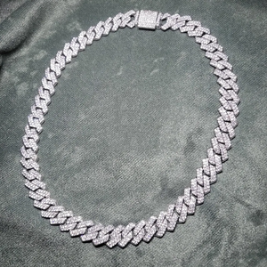 Men's <b>Silver</b> Plated Zinc Alloy Figaro Chain Necklace With Cubic Zirconia Hip Hop Jewelry Geometric Design Gift - Product Image 4