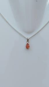 Collar Minimalista de Plata de Ley 925 con Colgante de Piedra del Sol para Niños, Corte Pera, Piedra del Sol Natural, Hecho a Mano, Joyería de Piedra de Nacimiento de Junio - Product Image 2