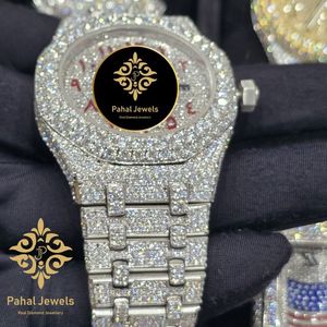 นาฬิกาข้อมือสตรีสแตนเลสสตีลหรูหราจาก Pahal Jewels พร้อมตัวเรือนและสายประดับเพชร หน้าปัดควอตซ์แบบอนาล็อกขนาด 40 มม. - Product Image 4