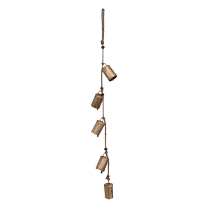 Campana de Metal de Diseño Antiguo con Cuerda de Yute, Acabado en Latón Antiguo, Campana Navideña Colgante de Metal Hecha a Mano en India - Product Image 6