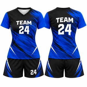 Conjunto de Camiseta y Pantalones Cortos de Voleibol Sublimados Personalizados para Mujer, Cuello en V, Ropa Deportiva de Equipo, Transpirable, Absorbe la Humedad, OEM - Product Image 2