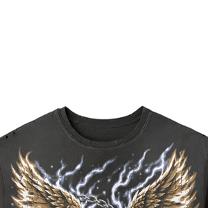 T-shirt noir à col roulé pour homme, imprimé sérigraphié Aigle, 100 % coton, coupe classique, manches courtes - Product Image 3