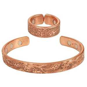 Bracelet ouvert ajustable de style ethnique bohème, bijoux en cuivre massif de qualité supérieure faits à la main avec gravure - Product Image 4