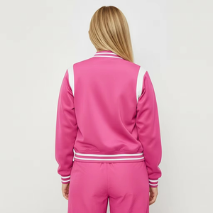 <b>Women</b> Solid Knitted Puffer Jacket Regular Baseball Winter Fleece Quick Dry Kid Suede Zipper Closure Polyester/Nylon Stand <b>Collar</b> - Product Image 2