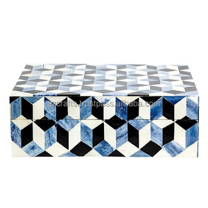 Handmade Luxurious Modern Wood MDF Jewelry <b>Boxes</b> with Bone Inlay Geometrical Pattern LED Feature Carton Storage Gift <b>Packing</b> - Product Image 1