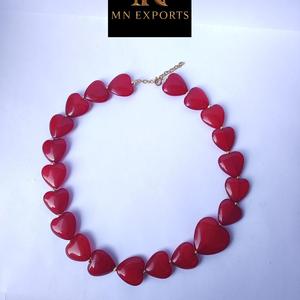 MN EXPORTS MNE-276 Collier en résine perlée avec pendentif cœur en perle naturelle, fait main, plaqué or, style chrétien vintage, pour fête - Product Image 2