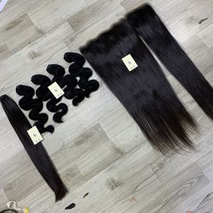 Extensiones de trama de onda corporal de nudos pequeños Premium cabello vietnamita crudo cabello humano Vietnam encaje suizo 13x6 HD Frontal - Product Image 5