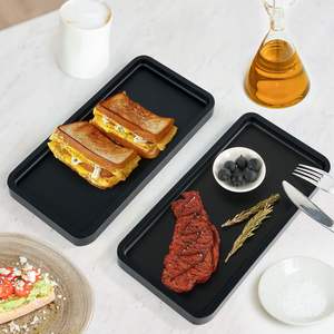 Ensemble de plateaux de service en bambou de 10 pouces, antidérapants, rectangulaires, organisateurs, noirs, pour la cuisine, la salle de bain - Plateaux de rangement décoratifs - Product Image 1