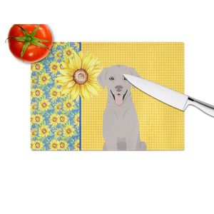 Grande Taille Tournesols d'Été Gris Labrador Retriever Planche à Découper Décorative en Verre Trempé Planche de Service de Cuisine Assiettes à Vaisselle - Product Image 4