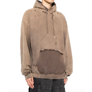 Sudaderas con Capucha Personalizadas Estilo Urbano para Hombre, Lavado Ácido, Doble Capa, Efecto Desgastado, 100% Algodón, Transpirables, Otoño, Venta al Por Mayor, OEM - Product Image 3