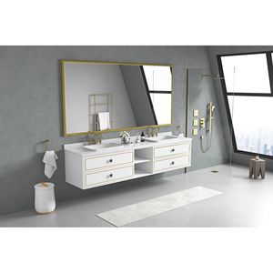 72 pulgadas. W x 48 pulgadas. Espejo de tocador de baño antioxidante con marco de Metal H, espejo de pared rectangular, estilo de granja, cuelga horizontalmente - Product Image 5