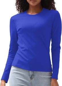 Long Sleeve Ladies <b>Tshirt</b> Slim Fit Soft Printed Plain Solid Breathable Anti Pilling Polyester Casual Style - Product Image 3