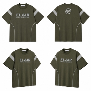 T-shirt surdimensionné pour homme |   T-shirt vert olive à col rond |   Tissu en coton éponge 100% respirant de qualité supérieure, manches courtes - Product Image 6