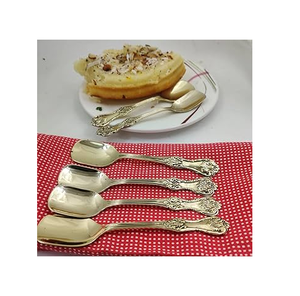 Cuchara de latón clásica de mango corto, cubertería de alta calidad, tamaño pequeño, diseño personalizado para frutas y postres. - Product Image 5